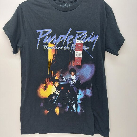 Prince Purple Rain Graphic Black T-Shirt Men's Small 100% Cotton Music Band - Picture 1 of 6